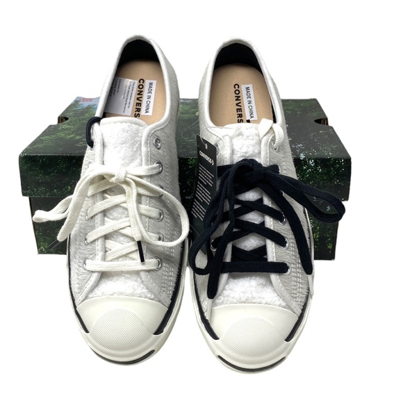 Converse x CLOT Jack Purcell OX Low Faux Fur White Women's Size Sneakers A00322C - Picture 4 of 10